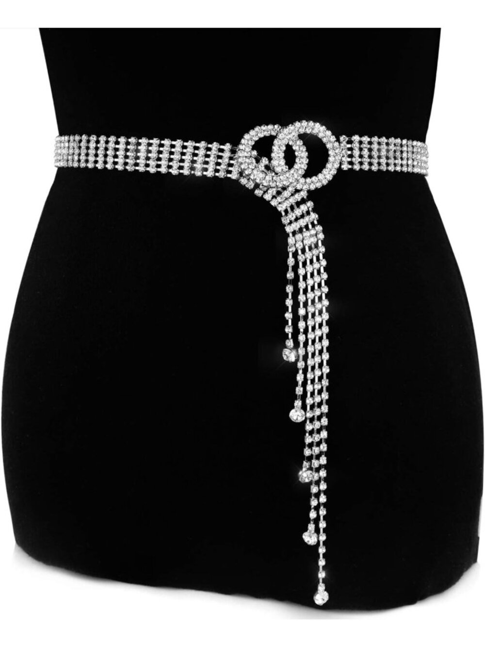 Rhinestone Crystal Waist Belt for Women | O-Ring Chain Dress Accessory